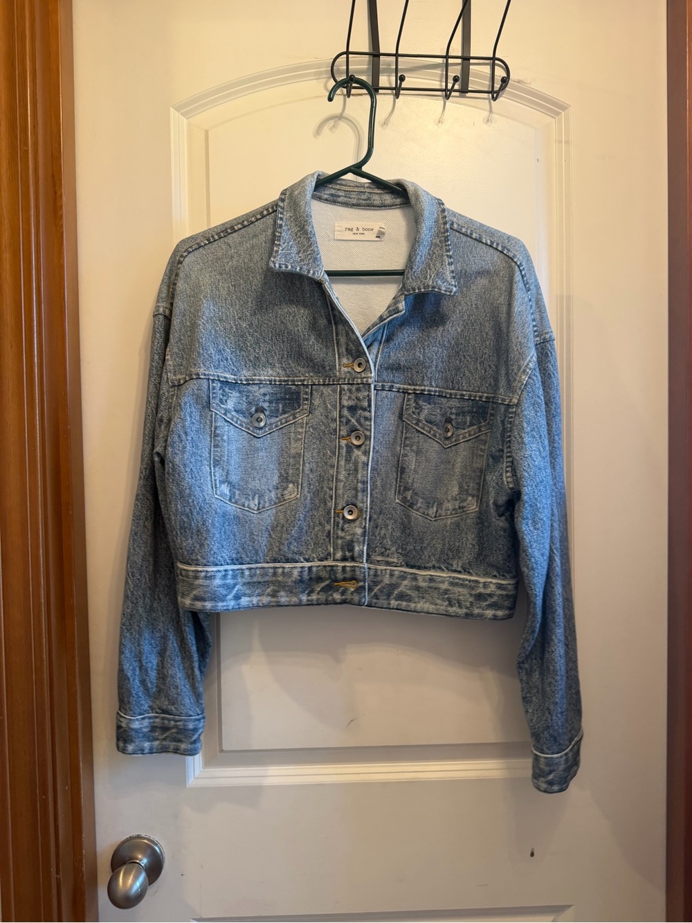rag & bone Light Blue Cropped Denim Jacket